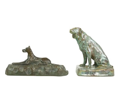 Lot 129 - A bronze sculpture of a Doberman.