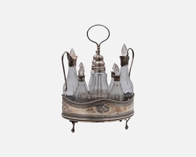 Lot 215 - A George III silver eight-bottle cruet set by William Abdy I.