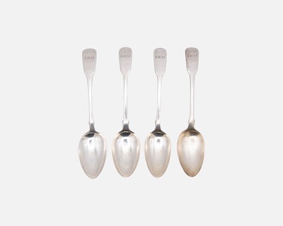 Lot 218 - A Set of Four George III Silver Matched Fiddle Pattern Table Spoons.