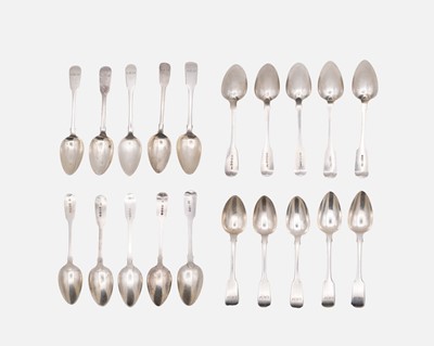 Lot 223 - A Set of Ten George III Silver Matched Fiddle Patterned Dessert Spoons.