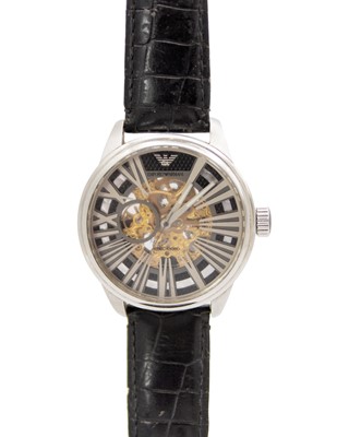 Lot 632 - EMPORIO ARMANI - An automatic stainless steel gentleman's wristwatch.