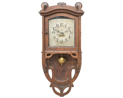 Lot 759 - A rare weight driven torsion wall clock, labelled John Baptiste Rombach.