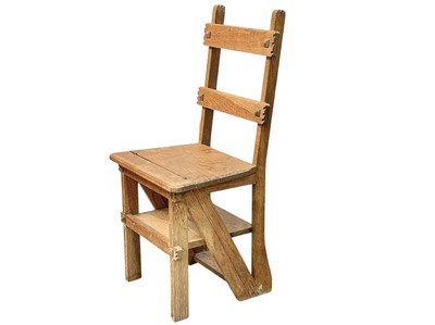 Lot 854 - A late Victorian ash metamorphic library step/chair.