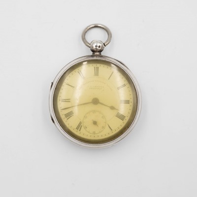 Lot 50 - A silver cased key wind open face lever pocket watch.