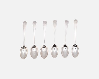 Lot 214 - Six Victorian OE patterned teaspoons by George Aldwinckle.