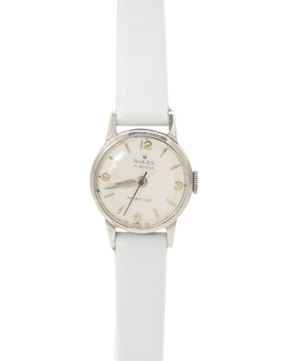Lot 660 - ROLEX - A Precision Incabloc lady's stainless steel manual wind wristwatch.