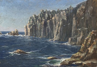 Lot 1271 - Ivor INNCE Treen Cliffs Oil on canvas Signed...