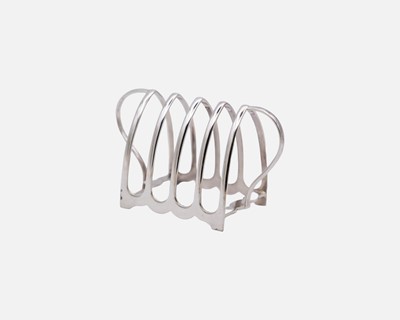 Lot 138 - A stylised four-section silver toast rack by Atkin Brothers.
