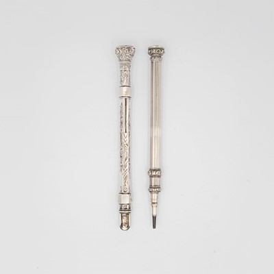 Lot 229 - A silver combination propelling pencil and dip pen.