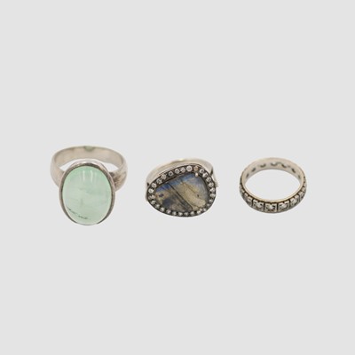 Lot 31 - Three silver gem-set rings.