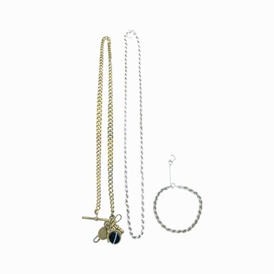 Lot 103 - A 925 silver rope twist 24" neck chain, and a matching bracelet.