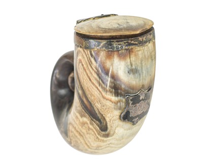 Lot 13 - A Victorian silver mounted ram's horn snuff mull.
