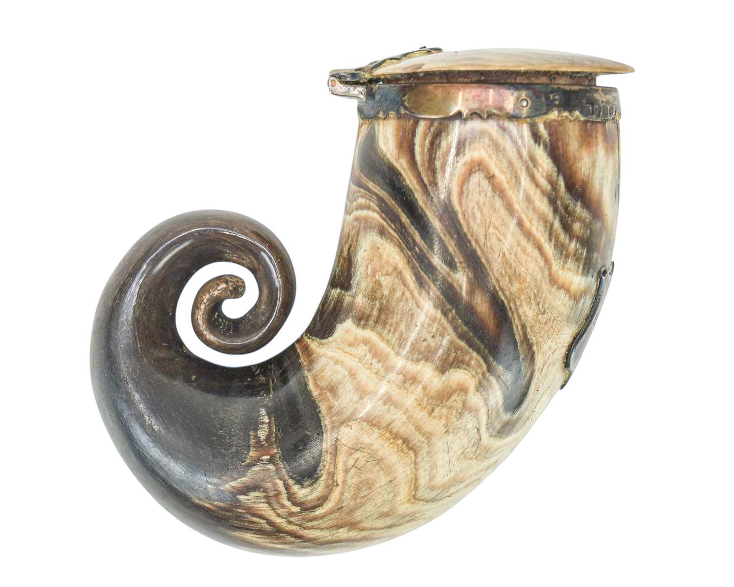 Lot 13 - A Victorian silver mounted ram's horn snuff mull.