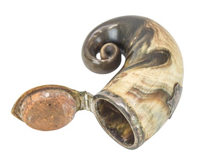 Lot 13 - A Victorian silver mounted ram's horn snuff mull.