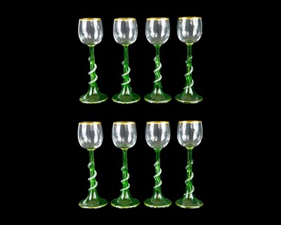 Lot 569 - A set of eight drinking glasses, late 19th/early 20th century.