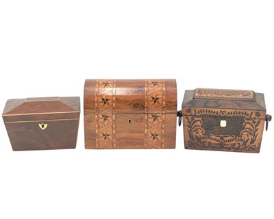 Lot 142 - Three 19th century tea caddies.