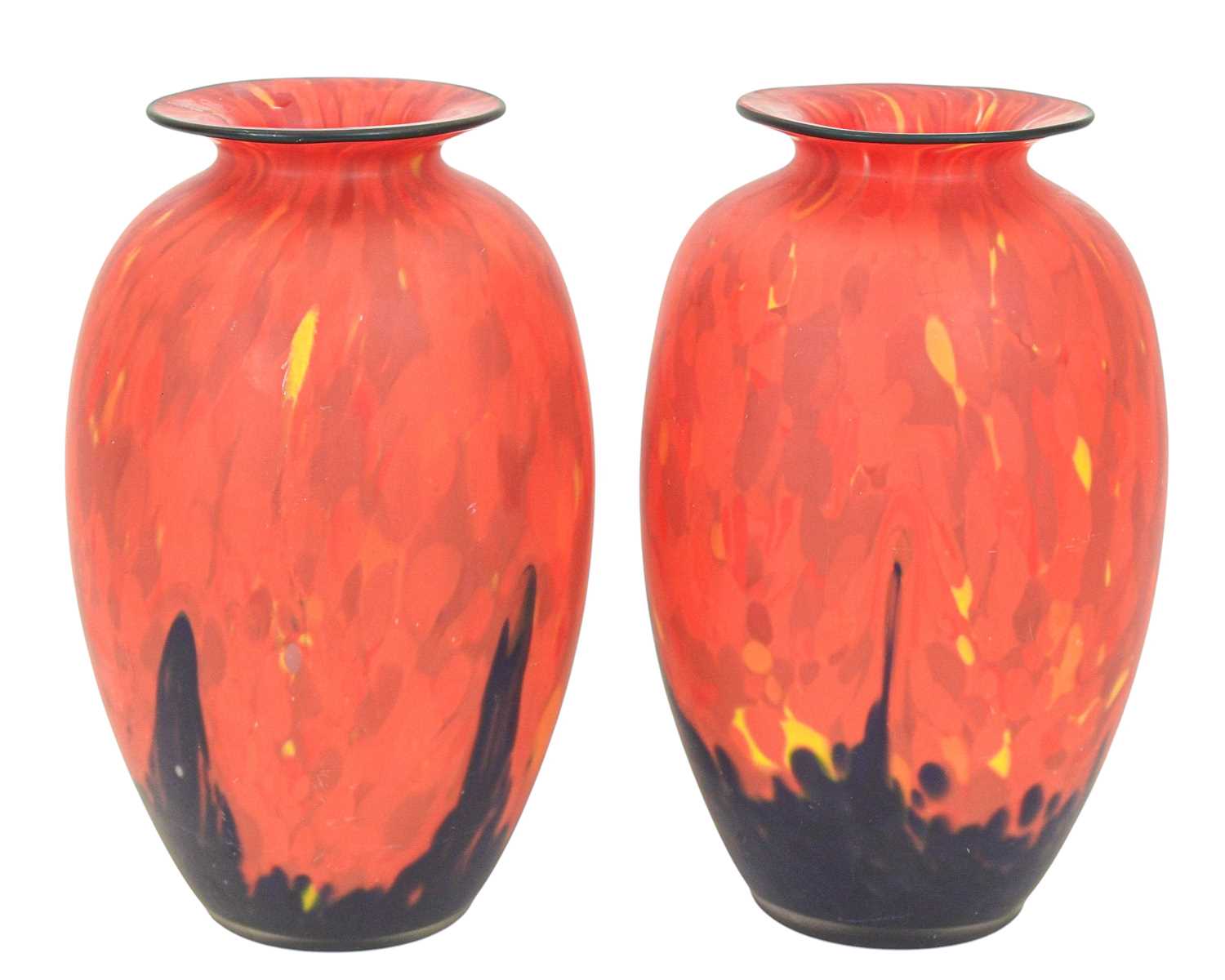 Lot 16 - A pair of Czech glass vases attributed to Anton Ruckl.