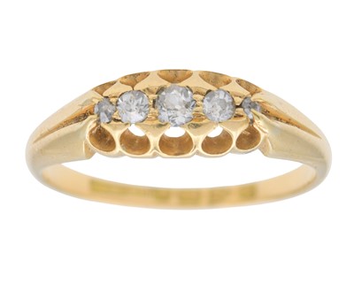 Lot 13 - A Victorian 18k diamond set five-stone ring.