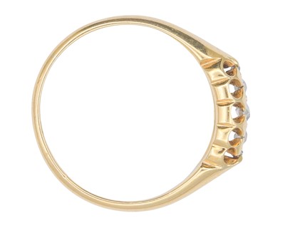 Lot 13 - A Victorian 18k diamond set five-stone ring.