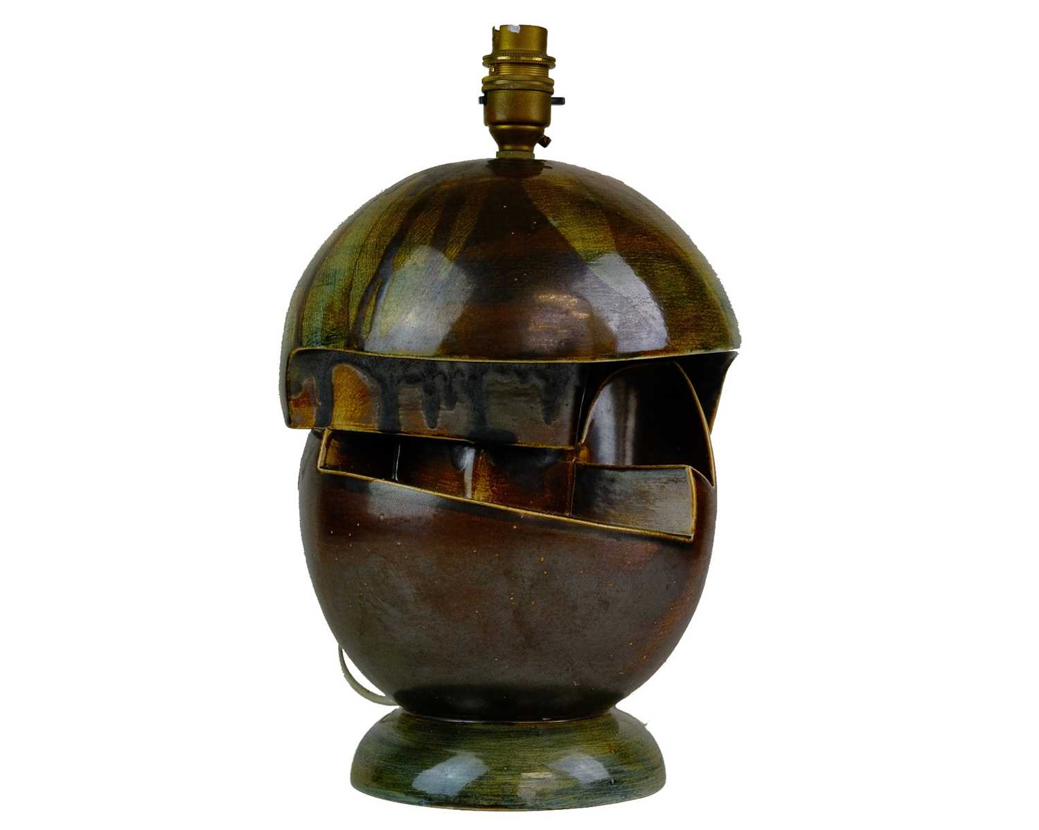 Lot 91 - An unusual Troika 'Helmet' shaped table lamp.