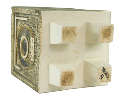 Lot 11 - A Troika Pottery cube vase.