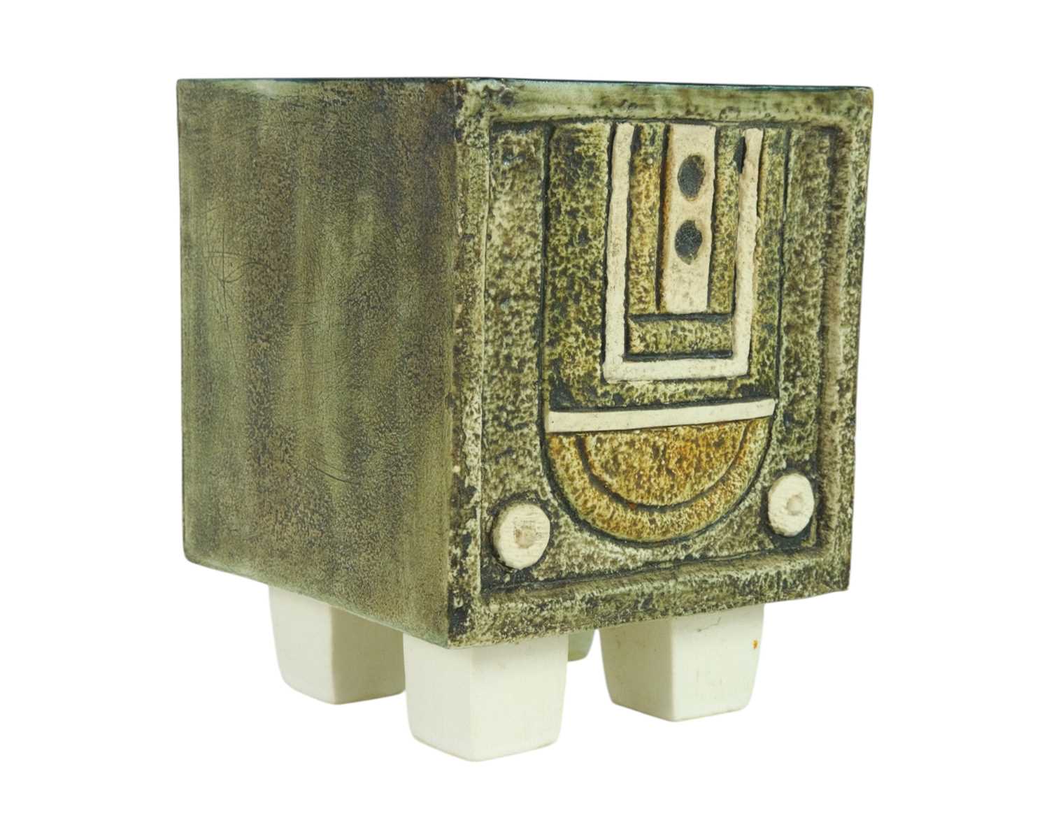 Lot 11 - A Troika Pottery cube vase.