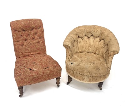 Lot 3055 - A Victorian walnut nursing chair, together...
