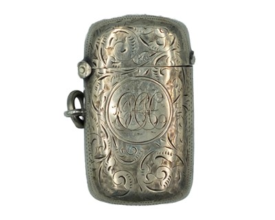 Lot 573 - A silver fob vesta case by William Neale & Sons.