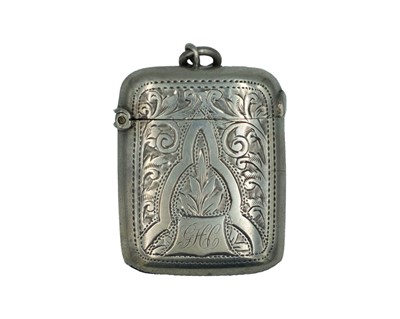 Lot 543 - A silver fob vesta case by Arthur Cook.