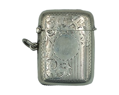 Lot 604 - A silver fob vesta case with stylish bright cut engraving.