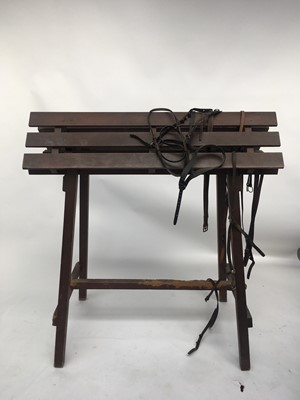 Lot 3014 - A stained pine saddle rack, early 20th century,...