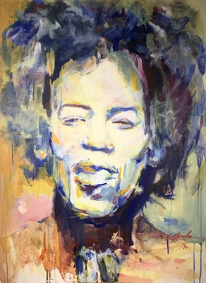 Lot 1160 - Jimi Hendrix, a pop art portrait Oil on canvas...