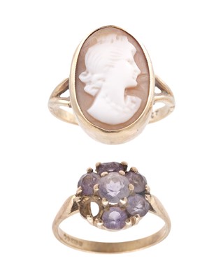 Lot 32 - Two 9k gem set rings.