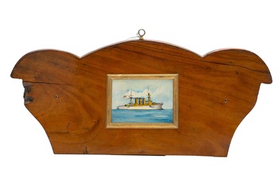 Lot 142 - A Marine Oil Painting of a German Pre- Drednought class battleship.