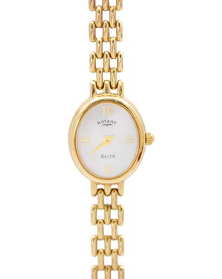Lot 668 - ROTARY - An Elite 9ct lady's quartz bracelet wristwatch.