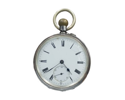 Lot 537 - J W BENSON - A .935 silver keyless wind open face Swiss lever pocket watch.