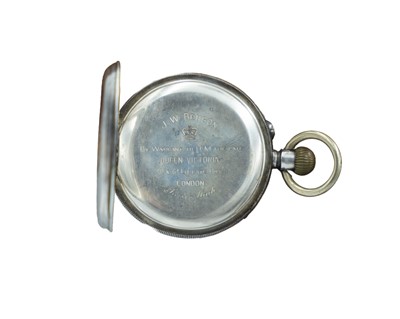 Lot 537 - J W BENSON - A .935 silver keyless wind open face Swiss lever pocket watch.