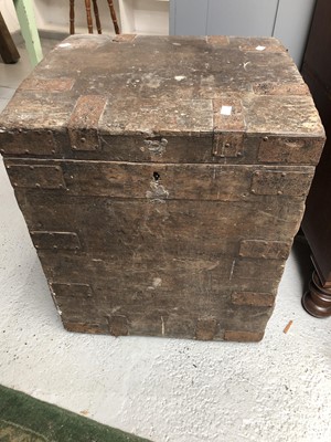 Lot 3100 - An iron bound oak silver chest.