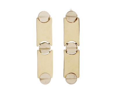 Lot 25 - A pair of Italian 14k articulated earrings with screw head design, in the manner of Cartier.