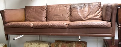 Lot 3173 - A mid century Danish leather three seater...