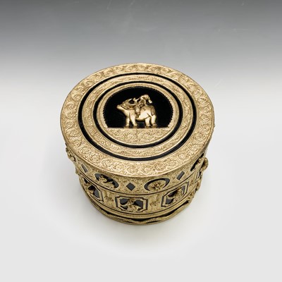 Lot 406 - A Burmese gilt and black lacquer betel box,...