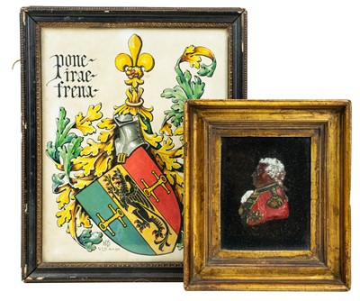 Lot 606 - An early 19th century wax portrait of a naval gentleman.