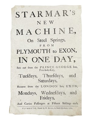 Lot 314 - (Early Stagecoach Broadside) O.[rion] Adams Printer