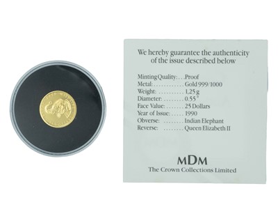 Lot 25 - QEII .999 GOLD PROOF 1990 COOK ISLAND 25 DOLLAR COIN.
