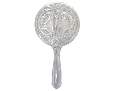 Lot 50 - Kate Harris for William Hutton & Sons, an Art Nouveau silver hand mirror.