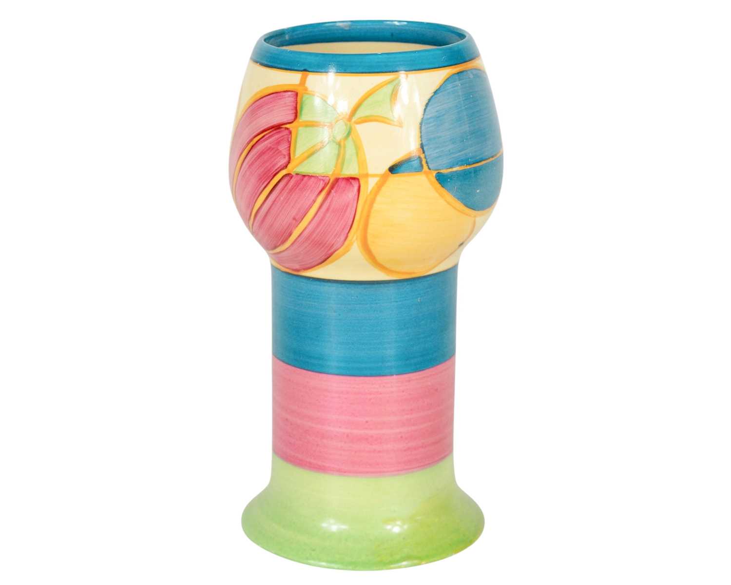 Lot 2 - A Clarice Cliff Fantasque Pastel Melon pattern vase.