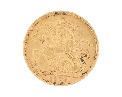 Lot 53 - An Edward VII 1903 full sovereign gold coin.