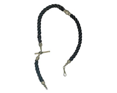 Lot 599 - A Victorian hair plait and rose gold-plated Albert watch chain.