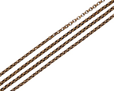 Lot 51 - An antique 15k longuard belcher-link neck chain.