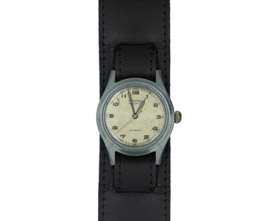 Lot 613 - PIERPONT WATCH CO. - A German military issue stainless steel manual wind gentleman's wristwatch.